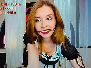 This cute 18+ maid shows off her skills. She cums really hard in the webcam session.