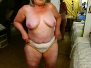 Curvy mature Dawnskye1962 parades huge natural tits and big ass in retro panties for jerk off instructions with cum countdown.