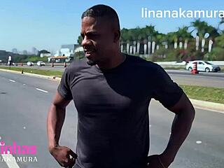 hey this asian hottie lina nakamura with big ass gets caught having interracial sex outdoors with john coffee in pov