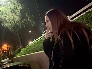 Italian Hot Milf Long Hair Artemisia Love Solo Smoking Session Outdoor