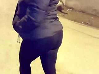 Curvy Mature with Transparent Leggings and Thong Flashing Big Ass in Public Street