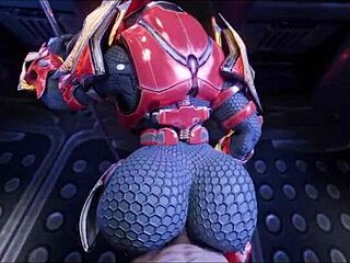 Female sangheili takes big monster cock in ass creampie fuck