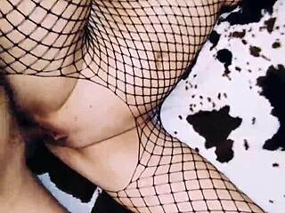 oh a wife in erotic fishnet bodysuit spreads her legs beautifully