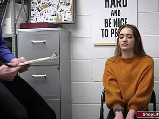 Stepdad And Officer Dominate Petite Brunette Thief With Deepthroat Blowjobs And Rough Fucking In The Office Until She Submits Completely