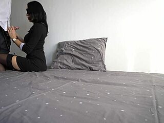 Why would horny young secretary fuck office boss while husband watches video?