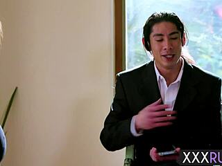 Redhead milf Lauren Phillips massages her best client and offers him an extra touch