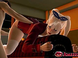 Animated Character Explores Kissing and Masturbation with Double Hole Vibrator Stimulation Leading to Intense Fingering and Squirting