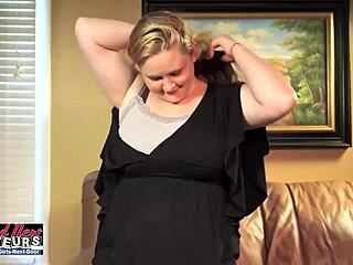 smiling chubby redhead nympho rose licks ass and swallows cum in pov action