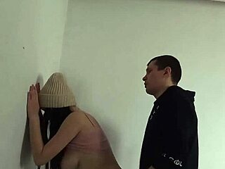Quickly fucking my submissive classmate in the entrance ends with cum in her mouth.