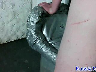 Glam Russian Tranny In Dress And Heels Tugging Her Big Cock Close Up Solo