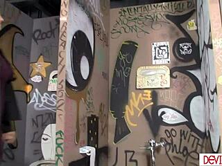 Stepmom And Stepdaughter Sucking Big Cock In Public Toilet Gloryhole! Deepthroat Handjob Outdoor Taboo Group Action With Mommy And Petite Young Tits.