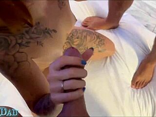 Intense Threesome Desire With Friend's Nympho Maid Filling Her With Cum Passion