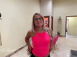 Blonde Nerd with Glasses Gets Bent Over for Doggystyle Blowjob and Cumshot in Mouth from Homemade Latina Ass Worship Session