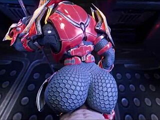 Female sangheili takes big monster cock in ass creampie fuck