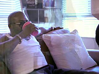 Big Ass Black Babe Sucks Huge Cock Then Gets Doggystyle Pussy Pounding