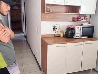 In a RISKY homemade scene, Brazilian brunette housewife FUCKS husband's best friend while he's in the shower. She moans in DIRTY talk during rough bareback sex.