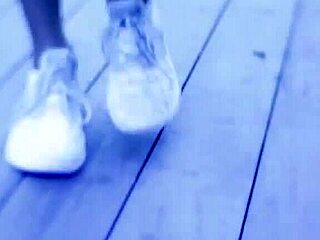 busty blonde lesbian starts by kissing ebony babe, then they move to face sitting and toy play in interracial oral session