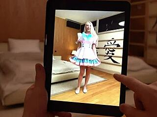 alice in wonderland cosplay starts with blonde milf in lingerie kissing and licking wet pussy. then big cock pounds her moaning in bedroom sex.