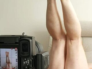 posing for new photoset by stripping off those red panties