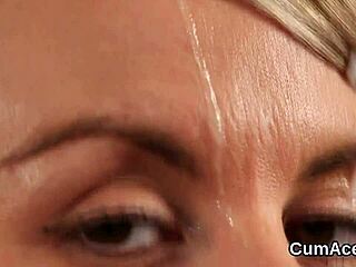 Sexy Centerfold Feels Intense Thrill From Cumshot On Her Face Swallowing Every Drop