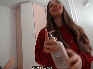 this hot young brunette gives such a gentle suck and ends up with cum all over her face in pov