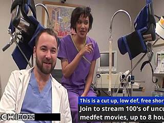 patient gets hitachi orgasm from nurse jackie banes in shaved pussy toys scene 😈