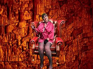 granny peggy sue prepares for strapon pegging but reaches orgasm first with vibrator