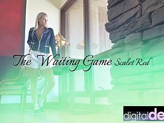 Glam pornstar scarlet red plays the waiting game with juicy shaved pussy fingering at digitaldesire.