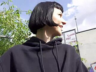 Tall skinny French girl Delfine Dahlia pickup for casting fuck