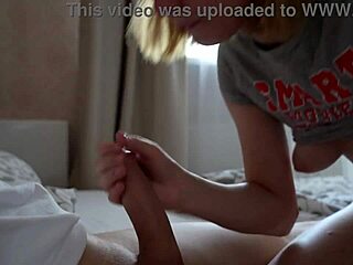 Horny Guy Interrupts Cute Teen's Training for Quick Homemade POV Blowjob, Deepthroat, and Hard Fucking