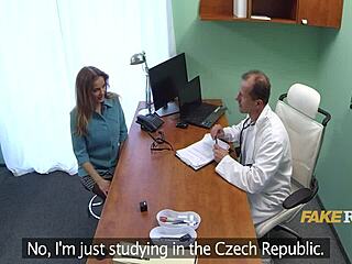 Doctor starts with a soothing massage for the milf's back pain then moves to intense intercourse in the hospital