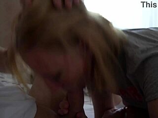 Horny Guy Interrupts Cute Teen's Training for Quick Homemade POV Blowjob, Deepthroat, and Hard Fucking