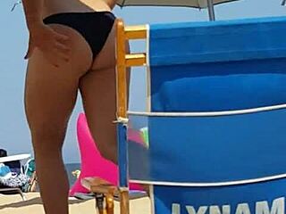 Candid Bikini Slut Exposed on Beach with Tight Ass in Hidden Shot