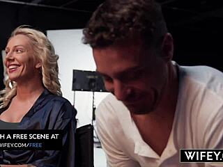 wifey cute blonde hotwife victoria rey gets fucked doggystyle while holding hubbys hand... oh yeah, she rides cowgirl and licks pussy too