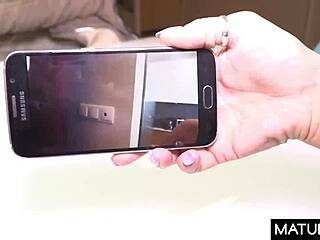 Polish milf enjoys private home fun with young guy showing her big tits