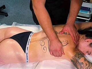 i hired male masseur for tattoo girl but she craved more so i gave her rough spanking squirting orgasm with toys