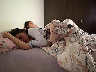 Colombian Latina Lesbians Snuggle In Bed While Groping And Masturbating Their Sexy Asses
