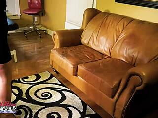 Sexy blonde amateur Anya bends over for deep fingering in her shaved pussy. She gives a footjob too.