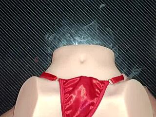 i tried sexo anal con candy while she wears that sexy tanga roja con pompon and it ends with creampie