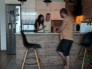 Wife cheats on husband behind his back and sucks his best friend's dick for cum in mouth.