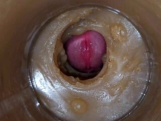 Precum squirts into my pussy toy with camera inside vagina in 4K extreme close up