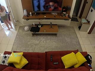 hot wife thay ksada lets delivery man suck her tits on sofa 😏