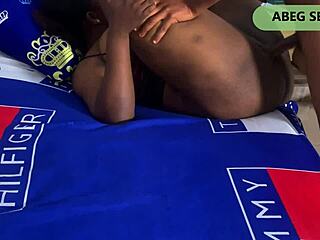 Horny ebony milf bends over for big thick dick pounding her shaved pussy hard, making fat ass bounce and cream everywhere