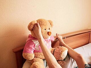 mila azul as cute ukrainian model poses nude with teddy bear for plushies tv