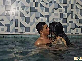 bareback interval break turns into antonella the colombian babe getting fucked by big cock in pool with deepthroat pov