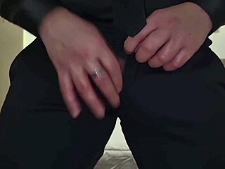 Neighbor Arrives in Elegant Dress for Explosive Cumshot After Endless Handjob and Cock Sucking