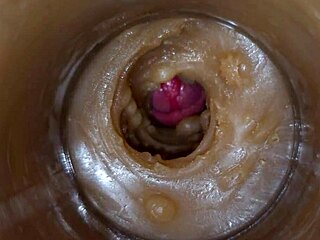 Precum squirts into my pussy toy with camera inside vagina in 4K extreme close up