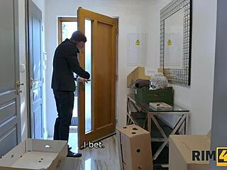 brunette gives rimjob to neighbor with big cock in european fetish scene