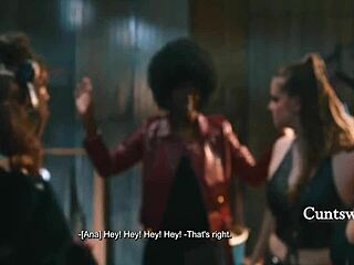 Serene Siren leads lesbian gangbang with shaved pussy scissoring muff diving cunilingus and hardcore banging action