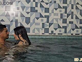 bareback interval break turns into antonella the colombian babe getting fucked by big cock in pool with deepthroat pov